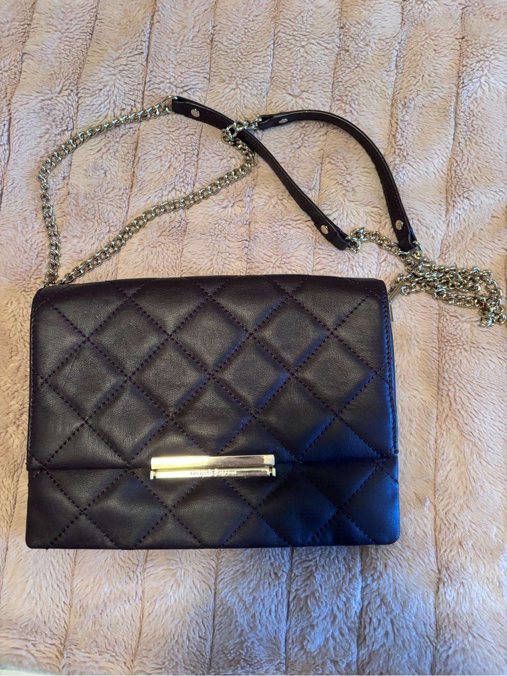 kate spade Quilted Leather Crossbody Bag in Black with Gold Hardware